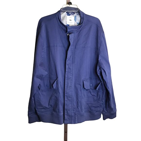 Free Assembly Men Jacket Sz. XXL Twill Harrington Blue EUC Waist Length Casual - Picture 2 of 11